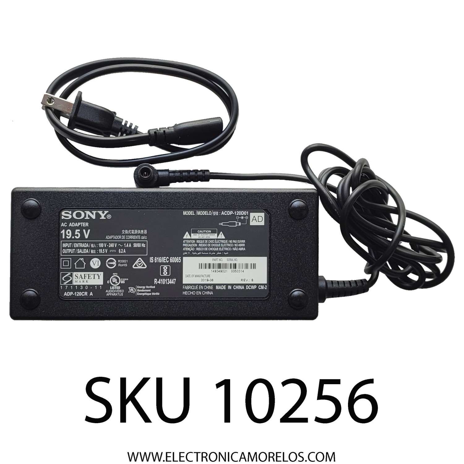 ADAPTADOR DE CORRIENTE SONY / NUMERO DE PARTE ACDP-120D01 / 149349021 / INPUT 100 V - 240 V 1.4A 50/60 HZ / OUTPUT 19.5 V 6.2A	